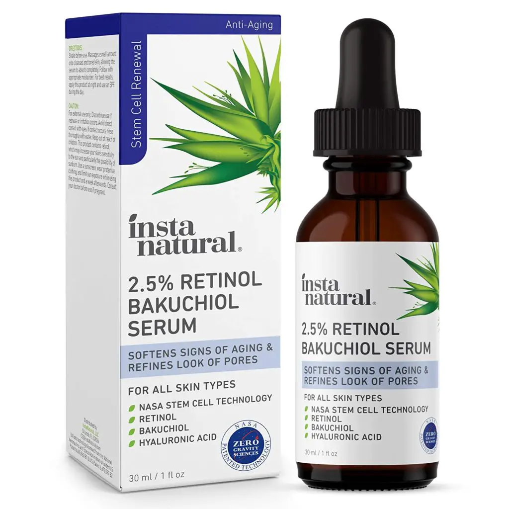 Insta natural  serum contains Bakuchiol that acts like retinol. 