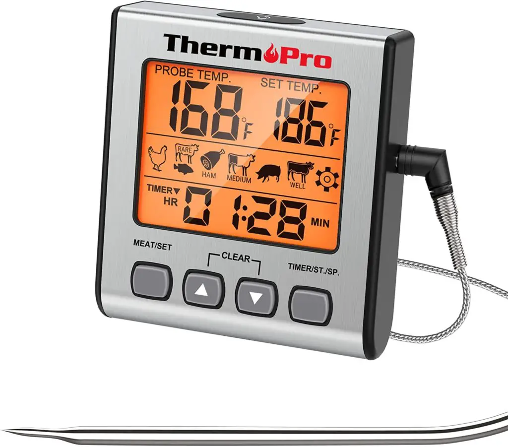 A probe thermometer may be used to check the correct temperature in a vertical airflow dehydrator.